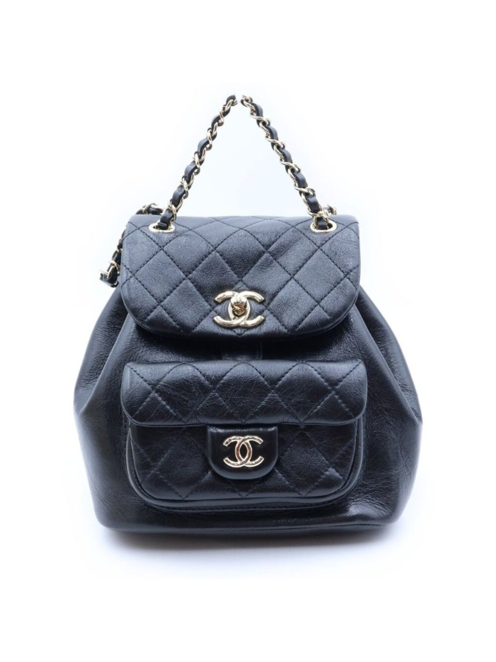 Chanel Quilted Small Backpack Leather CC Logo Black